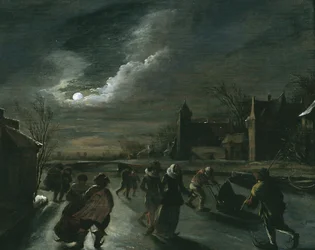 Escena Nocturna con Patinadores